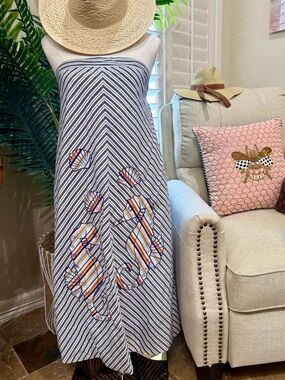 🌊 Anthropologie Maeve Strapless Canopy Midi Dress Seahorse Petite SP NWT